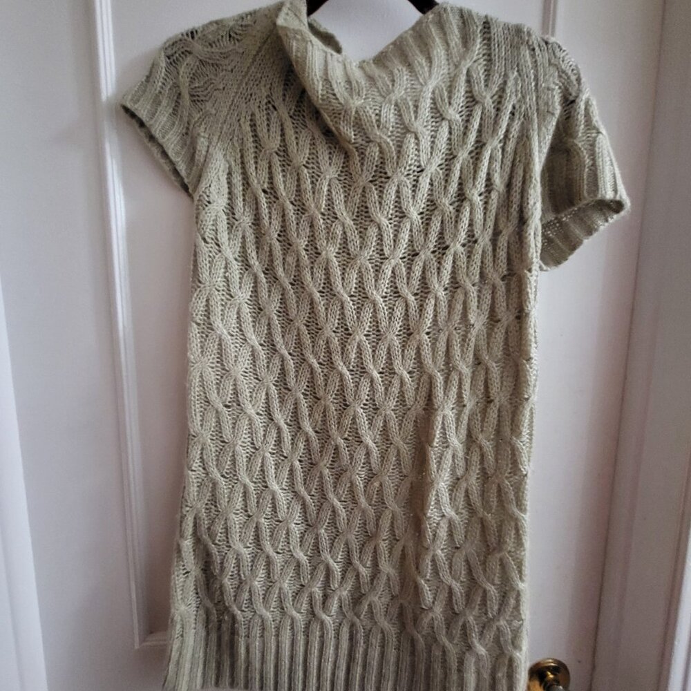 Clearance Twik by Simons | Taupe Cable Knit Short Sleeve Sweater Dress | xl - Picture 2 of 6